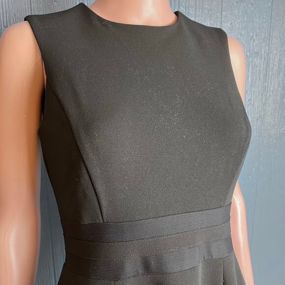 Calvin Klein Black Fit & Flare Dress 2 Mesh Illusion Hem Party Cruise Luxe - Picture 2 of 5